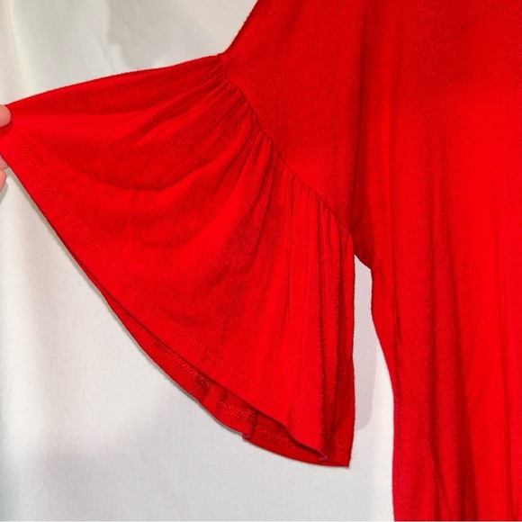 Azules Red Ruffle Sleeve Top Women’s Small - Picture 4 of 5